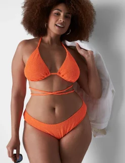 Swim Tops^Lane Bryant No-Wire Crinkle Wrap String Bikini Top Orange Clown Fish