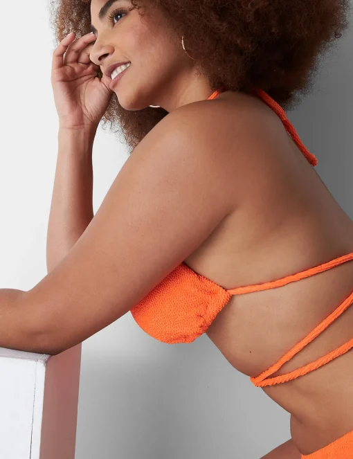 Swim Tops^Lane Bryant No-Wire Crinkle Wrap String Bikini Top Orange Clown Fish