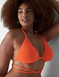 Swim Tops^Lane Bryant No-Wire Crinkle Wrap String Bikini Top Orange Clown Fish
