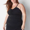 Swim Tops^Lane Bryant No-Wire Halter Fitted Tankini Black