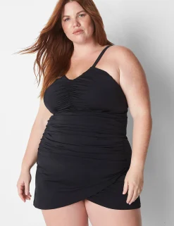 Swim Tops^Lane Bryant No-Wire Halter Fitted Tankini Black