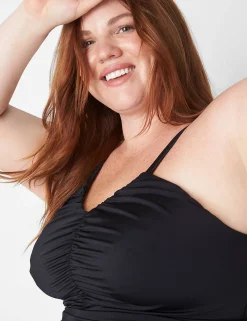 Swim Tops^Lane Bryant No-Wire Halter Fitted Tankini Black