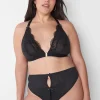No-Wire Bras And Bralettes^Lane Bryant No-Wire Sheer Mesh Peekaboo Triangle Bra Black