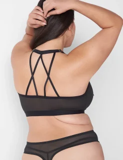 No-Wire Bras And Bralettes^Lane Bryant No-Wire Sheer Mesh Peekaboo Triangle Bra Black