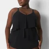 Swim Tops^Lane Bryant No-Wire 3-Tier Swim Tankini Black