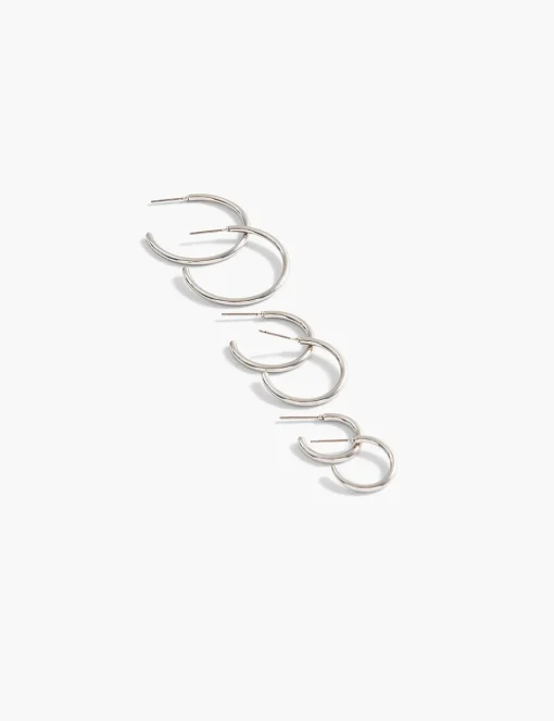 Earrings^Lane Bryant Open Hoop 3 Earring Pack: :Onesz Silver Tone