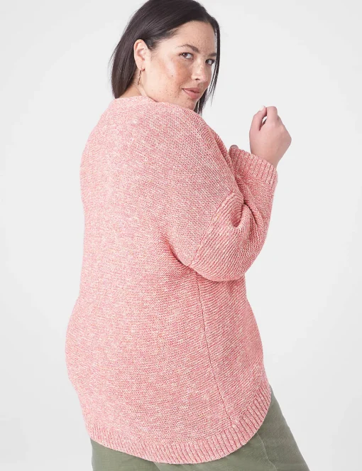 Sweaters^Lane Bryant Open-Front Marl Cardigan Coral