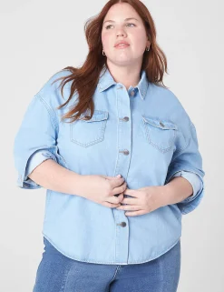 Jackets^Lane Bryant Oversized Shacket Light Denim