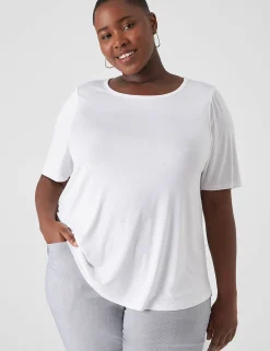 The Tee Shop^Lane Bryant Perfect Sleeve Curved-Hem Tee White