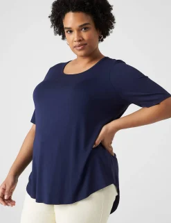 The Tee Shop^Lane Bryant Perfect Sleeve Curved-Hem Tee Maritime Blue