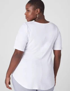 The Tee Shop^Lane Bryant Perfect Sleeve Curved-Hem Tee White