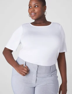 The Tee Shop^Lane Bryant Perfect Sleeve Curved-Hem Tee White
