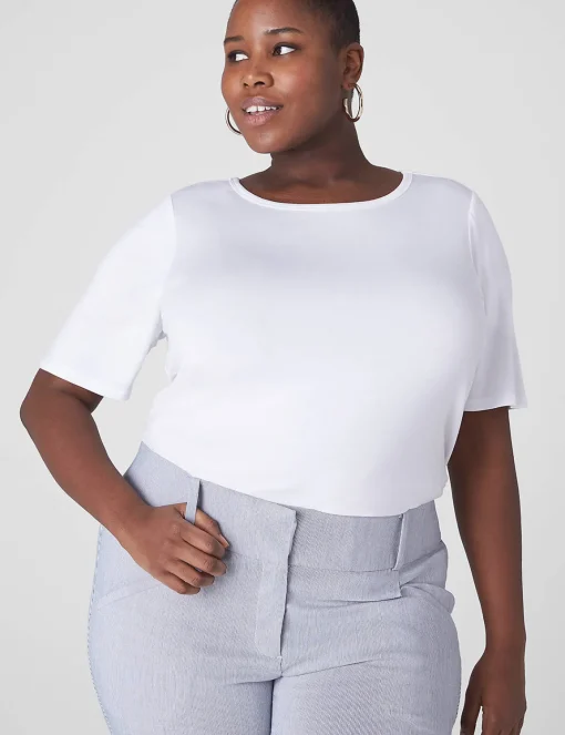 The Tee Shop^Lane Bryant Perfect Sleeve Curved-Hem Tee White