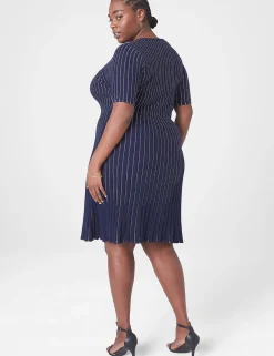 Maxi & Midi^Lane Bryant Perfect Sleeve Fit & Flare Sweater Dress Maritime Blue