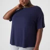 Knit Tops^Lane Bryant Perfect Sleeve Wide Crew-Neck Tee Maritime Blue