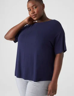 Knit Tops^Lane Bryant Perfect Sleeve Wide Crew-Neck Tee Maritime Blue