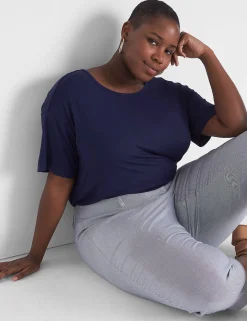 Knit Tops^Lane Bryant Perfect Sleeve Wide Crew-Neck Tee Maritime Blue