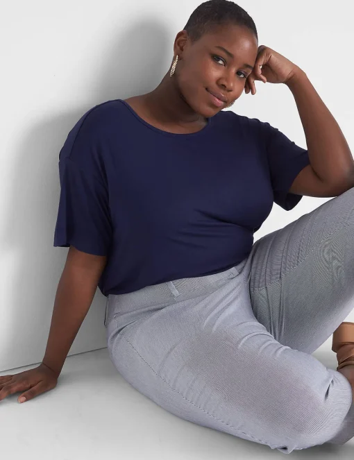 Knit Tops^Lane Bryant Perfect Sleeve Wide Crew-Neck Tee Maritime Blue