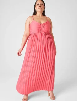 Maxi & Midi^Lane Bryant Pleated Satin Gown Honeysuckle