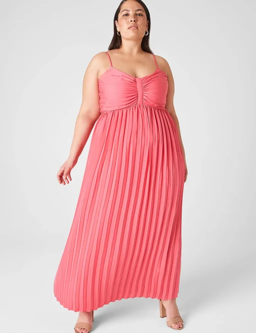 Maxi & Midi^Lane Bryant Pleated Satin Gown Honeysuckle