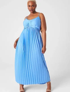 Maxi & Midi^Lane Bryant Pleated Satin Gown Sky