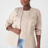 Blazers^Lane Bryant Ponte Bryant Collarless Blazer Oatmeal Heather