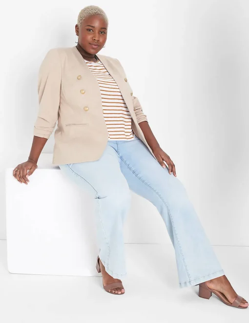 Blazers^Lane Bryant Ponte Bryant Collarless Blazer Oatmeal Heather