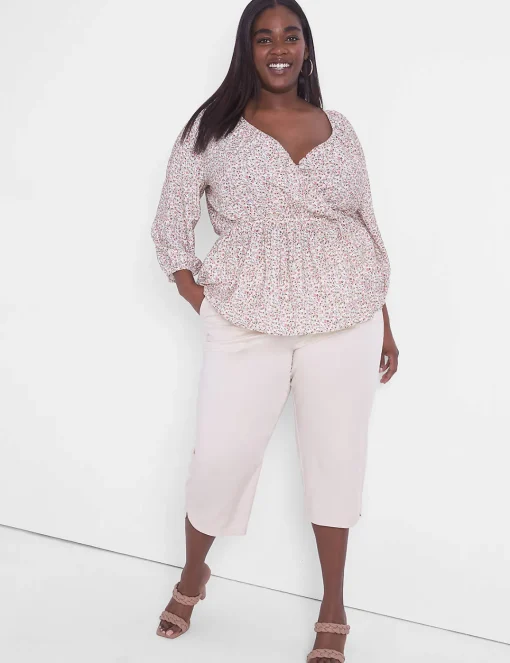Crops And Capris^Lane Bryant Pull-On Crop Pant With Petal Hem Brazilian Sand