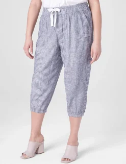Crops And Capris^Lane Bryant Pull-On Elastic Cuff Crop Pant Railroad Stripe