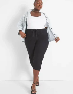 Crops And Capris^Lane Bryant Pull-On Elastic Cuff Crop Pant Black