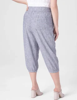 Crops And Capris^Lane Bryant Pull-On Elastic Cuff Crop Pant Railroad Stripe