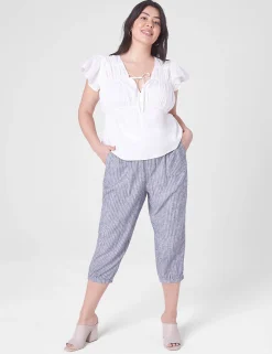 Crops And Capris^Lane Bryant Pull-On Elastic Cuff Crop Pant Railroad Stripe