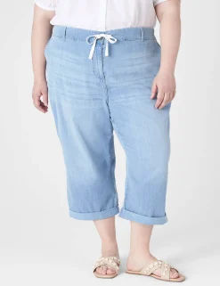 Crops And Capris^Lane Bryant Pull-On Rolled-Cuff Crop Pant Light Denim