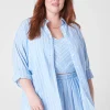 Shirts & Blouses^Lane Bryant Relaxed Button-Down Linen Tunic Blue Skinny Stripe