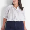 Shirts & Blouses^Lane Bryant Relaxed Crop Button-Down Shirt White Stripe