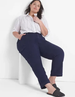 Shirts & Blouses^Lane Bryant Relaxed Crop Button-Down Shirt White Stripe
