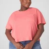 Knit Tops^Lane Bryant Relaxed Crop Short-Sleeve Pocket Tee Sun Kissed Coral