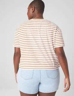 Knit Tops^Lane Bryant Relaxed Crop Short-Sleeve Pocket Tee Multi Stripe