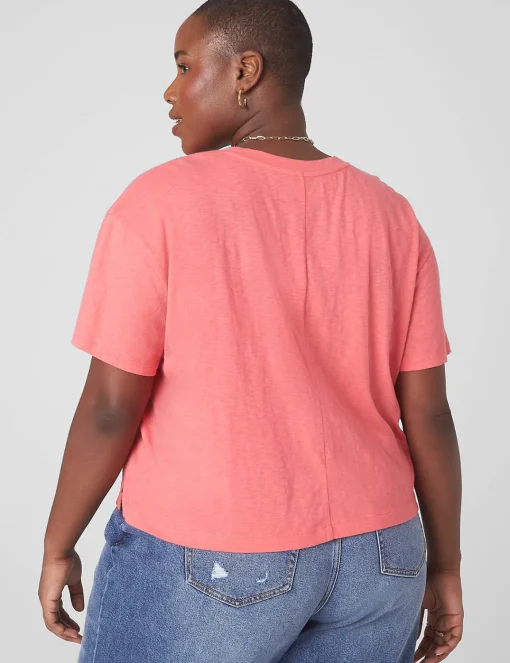 Knit Tops^Lane Bryant Relaxed Crop Short-Sleeve Pocket Tee Sun Kissed Coral