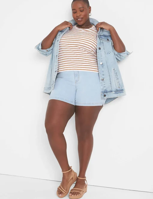 Knit Tops^Lane Bryant Relaxed Crop Short-Sleeve Pocket Tee Multi Stripe