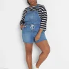 Crops, Capris And Shorts^Lane Bryant Relaxed Short Denim Overalls Medium Denim