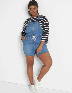 Crops, Capris And Shorts^Lane Bryant Relaxed Short Denim Overalls Medium Denim