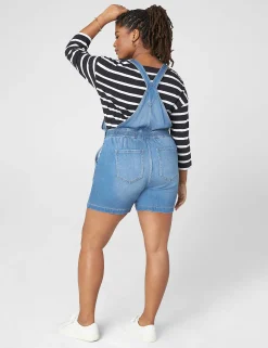 Crops, Capris And Shorts^Lane Bryant Relaxed Short Denim Overalls Medium Denim