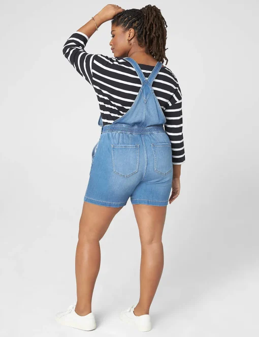 Crops, Capris And Shorts^Lane Bryant Relaxed Short Denim Overalls Medium Denim