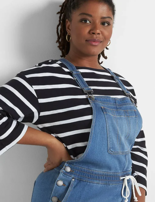 Crops, Capris And Shorts^Lane Bryant Relaxed Short Denim Overalls Medium Denim
