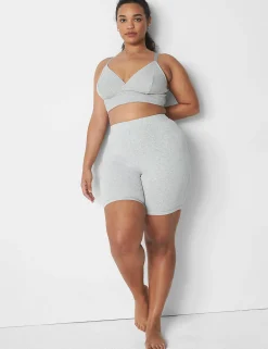 Sleep Separates^Lane Bryant Rib Bike Short Light Heather Gray