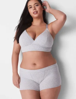 Sleep Separates^Lane Bryant Rib Boyfriend Brief Light Heather Gray
