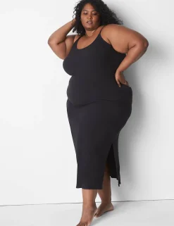 Casual^Lane Bryant Rib Maxi Slip Black