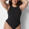 Bodysuits & Playsuits^Lane Bryant Rib Open-Back Bodysuit Black