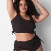 Sleep Separates^Lane Bryant Rib Ruched-Side Crop Tank Black